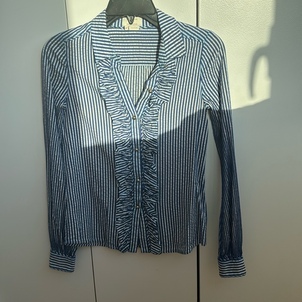 Kate Spade Striped Blouse Button Down Shirt XXS